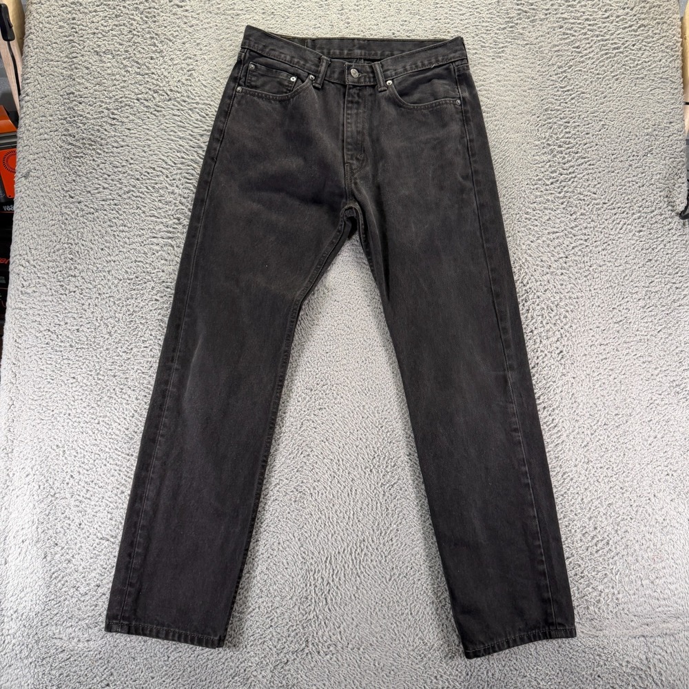 Levi's 505 Jeans Mens 33x34 Black Cotton Denim Straight Leg Travel Workwear